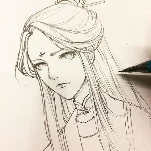 cg原画插画教程绝美仙气女生线稿临摹手绘