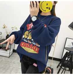 2017秋冬季新款卡通卫衣女韩版潮学生宽松加绒加厚套头女士外套