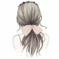 彩色铅笔画头像女生长发头像secretlove暗恋