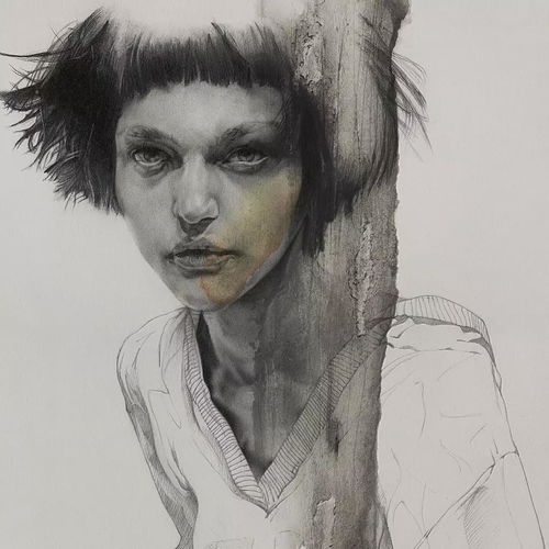 彩色素描女生头像唯美kei