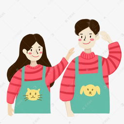 手绘插画带着围裙的情侣插图素材图片免费下载高清png千库网图片编号10270551