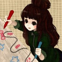 有张图是白色底的一个短发女孩头像手绘素描很简单的壁纸找不到了求好心人士帮忙找