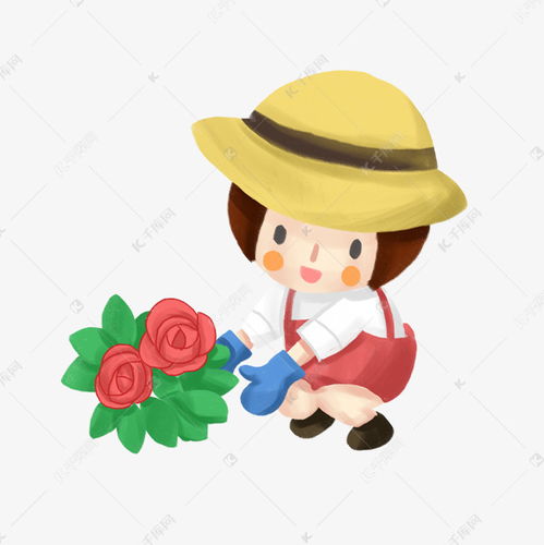 种花的小女孩卡通手绘免费下载素材图片免费下载千库网