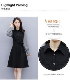 黑色连衣裙流行女装2020年春装新款高冷御姐风成熟春季长袖裙子潮