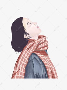抬头仰望的女孩治愈系插画元素设计素材图片免费下载千库网
