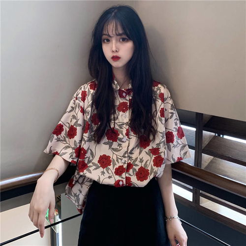ins超火创意印花衬衫秋装女韩版复古学院风宽松显瘦长袖衬衣学生