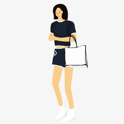 女孩手绘插画短发女孩逛街包包小女孩图片素材其他格式下载动漫人物大全
