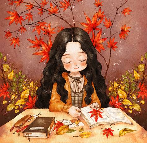 女生小清新头像绘画插画