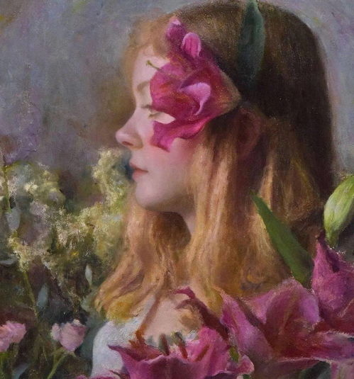 美女配花,这才是油画正确的打开方式
