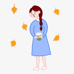 手绘卡通矢量小清新少女秋游图片素材其他格式下载动漫人物大全