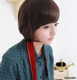 蓝格子,短发