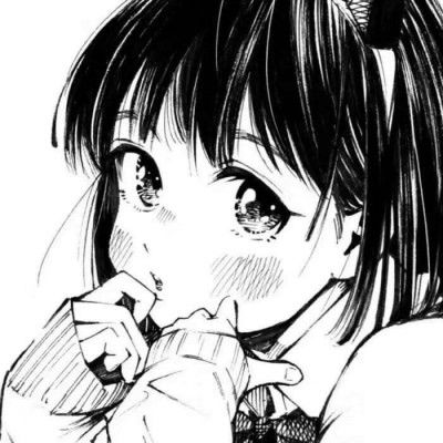 黑白二次元可爱女生动漫头像