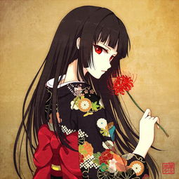 地狱少女阎魔爱的图片手机拿着花