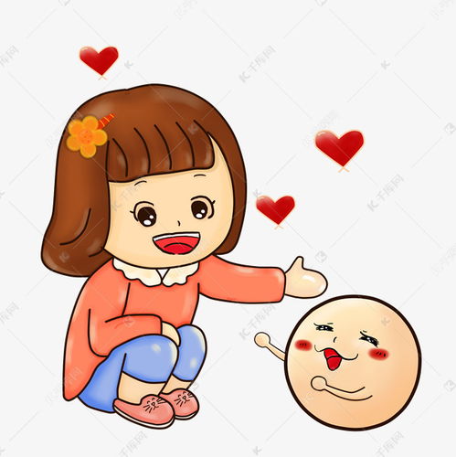 元宵手绘卡通可爱小女孩蹲着拥抱汤圆png元素素材图片免费下载千库网