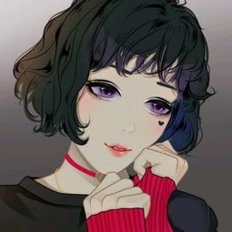情侣头像二次元女的短发脸上有痣男的双手比心