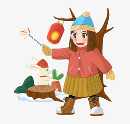 手绘过春节玩烟花小女孩插画图片素材其他格式下载动漫人物大全