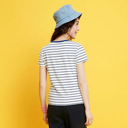 领券5元后84.1元夏款时尚卡通休闲短袖条纹t恤女潮t女式百搭上衣打底衫