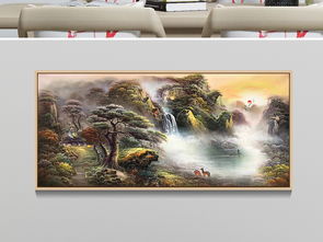 北欧麋鹿山水风景招财聚宝油画装饰画图片下载山水装饰画大全新中式装饰画编号18790115