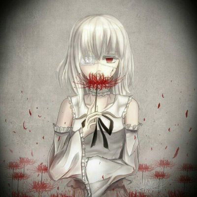 丧系黑化动漫女头带血红色