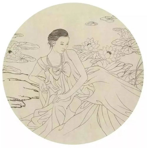 女性微信字画像头像画稿