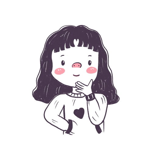 花栀子插画可爱黑白女生头像