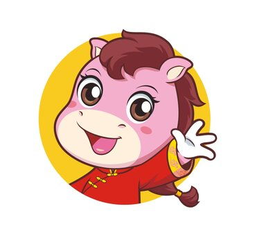 卡通中年厨师拿锅铲