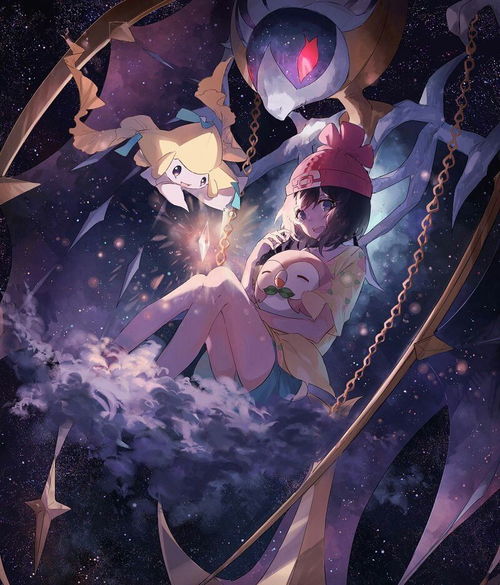 风格浓郁的二次元美少女同人插画,人物就像水晶拼合似的美
