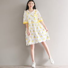 少女夏装中学生背带裙女夏韩版宽松百搭短袖卡通连衣裙女套装中裙