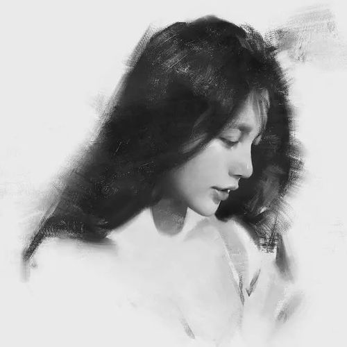 意境女生素描手绘欲言又止的女人味喜欢这样的味道