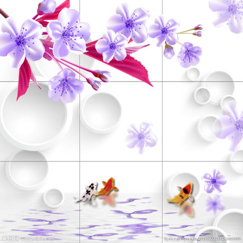3d紫色梦幻樱花背景墙图片