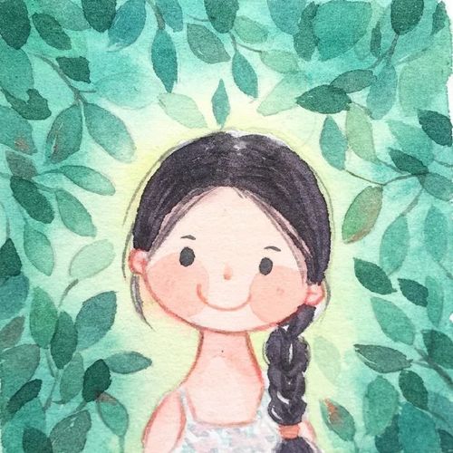 女生头像水彩手绘