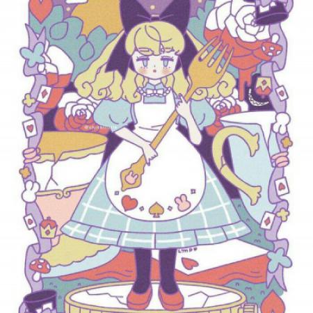 手绘插画头像女,看了让人感觉很温馨温暖的
