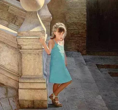 油画中的女童,萌态百出