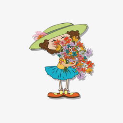 卡通可爱的捧花小女孩图片素材其他格式下载动漫人物大全