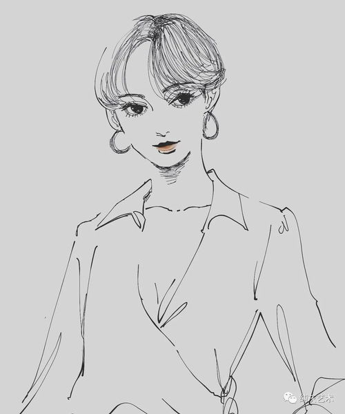 美酷的短发女孩速写