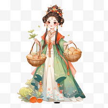 中秋节古代美女月饼卡通手绘元素素材图片免费下载千库网