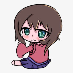原创手绘q版人物坐着的女孩png格式图片素材其他格式下载动漫人物大全