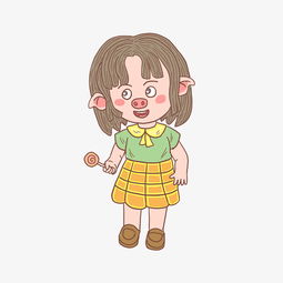 猪年2019年卡通手绘猪短发女孩图片素材其他格式下载动漫人物大全