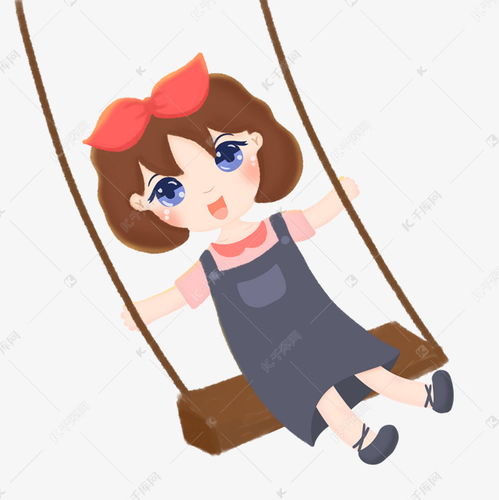 手绘卡通荡秋千短发可爱女生素材图片免费下载千库网