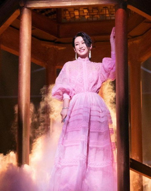 秦海璐美得好过分穿粉色薄纱裙自带仙女气息,41岁还这么嫩
