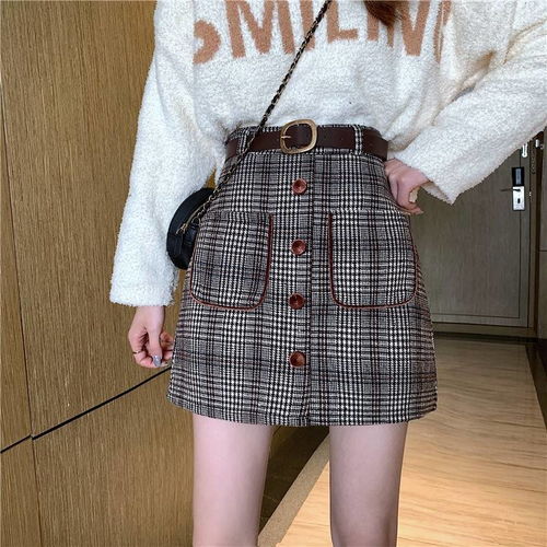 卓纪2020年秋季新款格子裙子显瘦高腰气质半身裙女a字裙百搭包臀裙