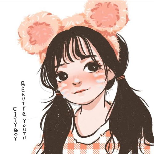 超级可爱的手绘女生头像,抱宠物的女孩