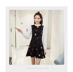 2017韩版女装春装新款木耳边卡通刺绣显瘦连衣裙nc6015