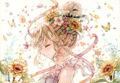 宝藏画师透明水彩上色可爱清新动漫少女
