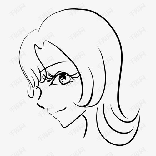 黑白人物插图手绘美女侧脸素材图片免费下载高清psd千库网图片编号9028615