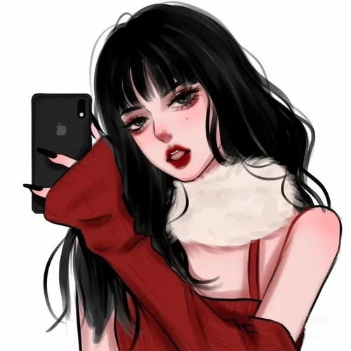 手绘气质红衣女生头像