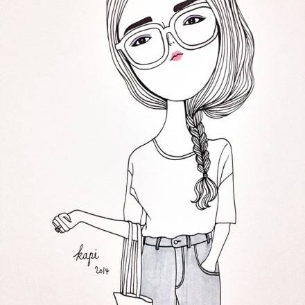 手绘女头fra