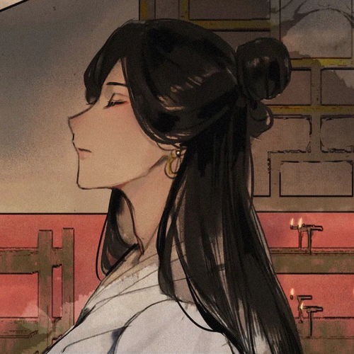 灰白头像女生卡通古风