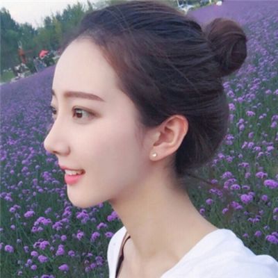 紫色花海美少女图片