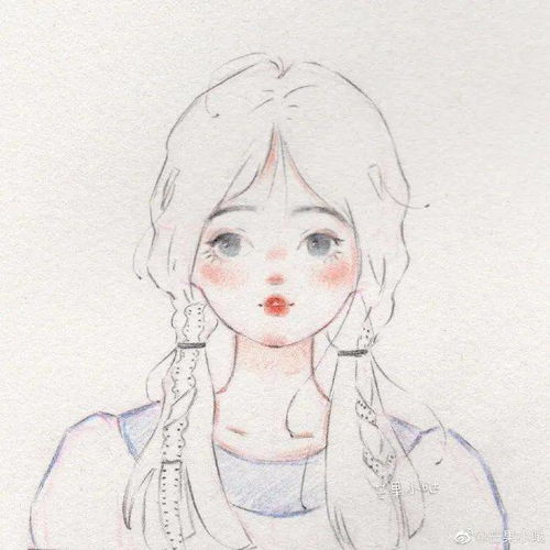 水彩小清新少女线稿加简单上色